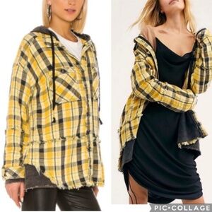 Free People We The Free CALICO BASIN Hooded Shirt Jacket